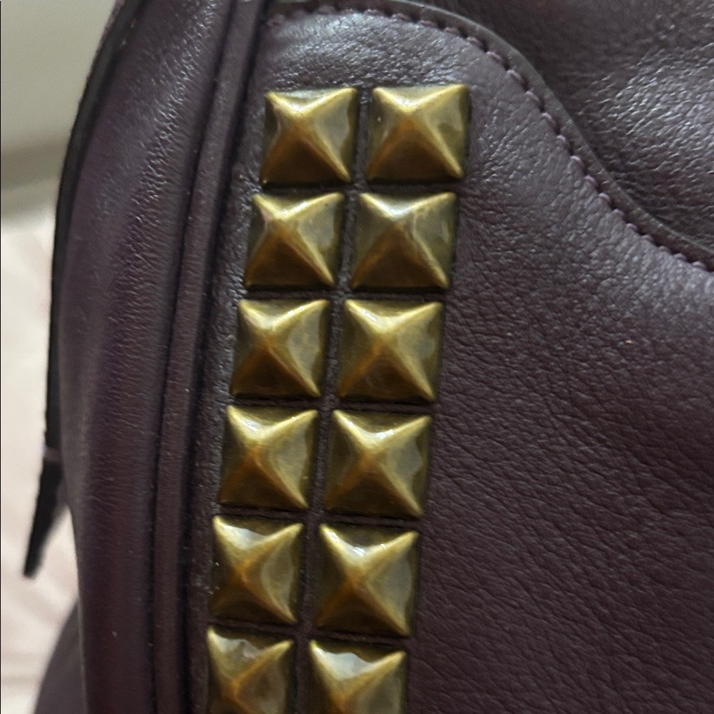 Coach Dark Purple Satchel with Gold Studs - Picture 6 of 13
